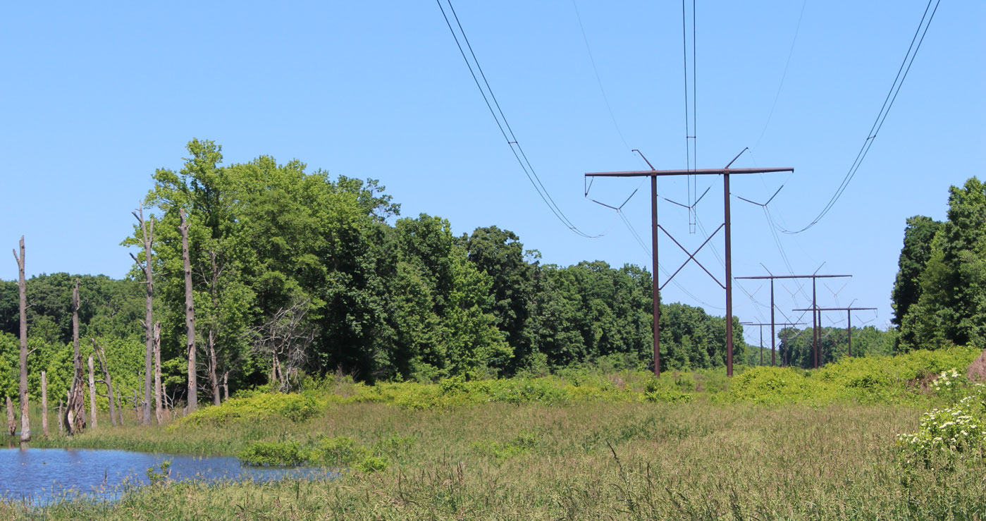 H-Frame transmission towers are shown along a right-of-way.