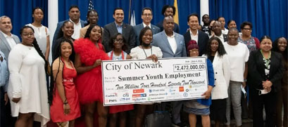City officials, employers, sponsors and local teens gather at a kickoff for the 2022 Newark Summer Youth Employment Program on Wednesday. (Photo credit: City of Newark Press Office)
